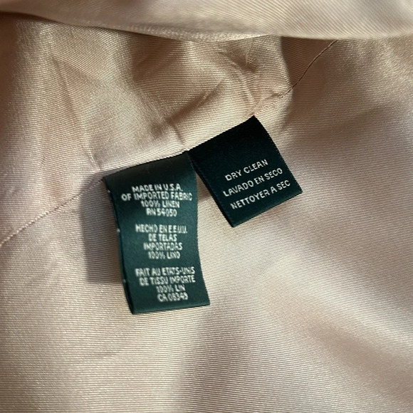 Ralph Lauren petite cream blue check linen blazer spring button jacket - Picture 7 of 7